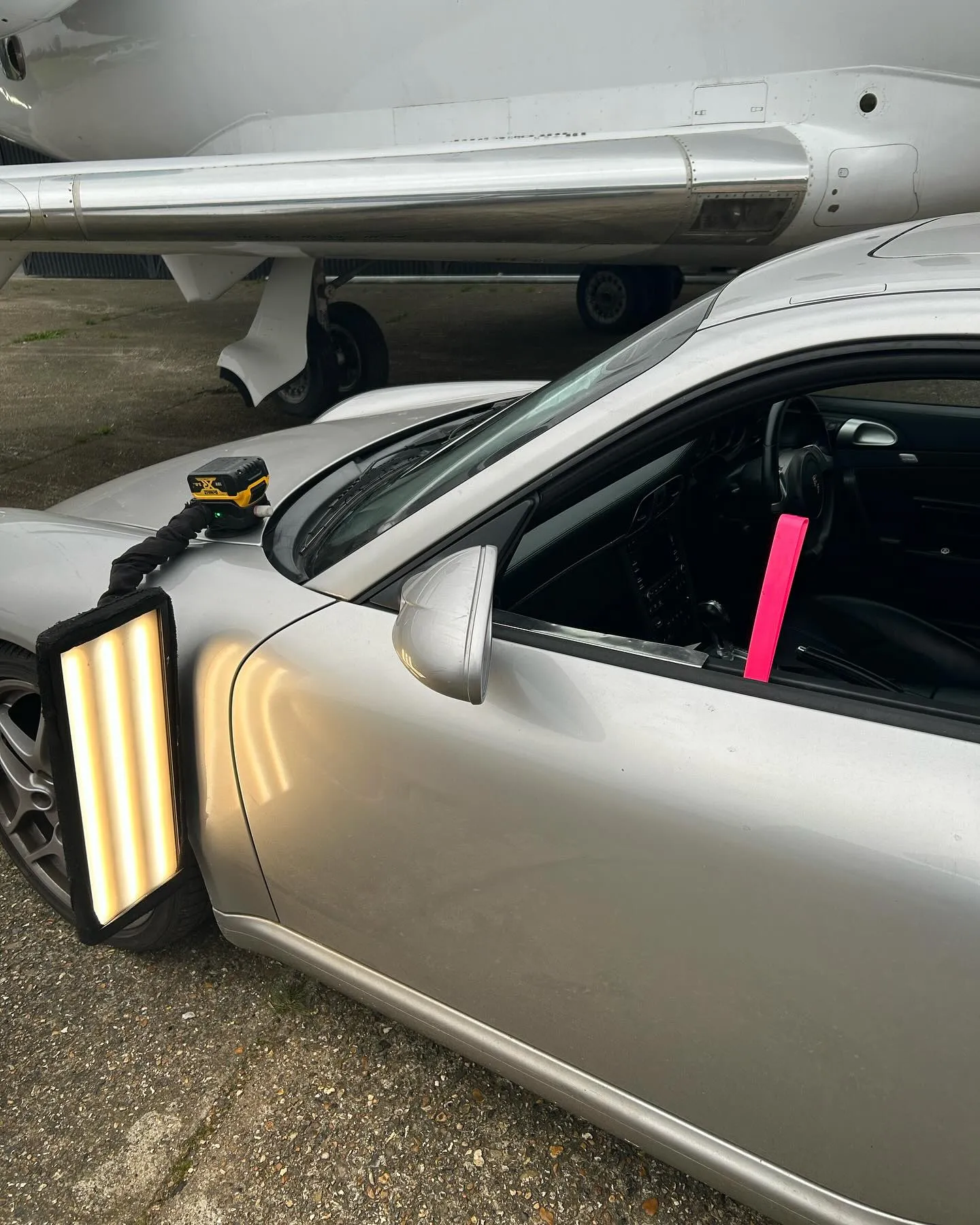 Light Shining on white car